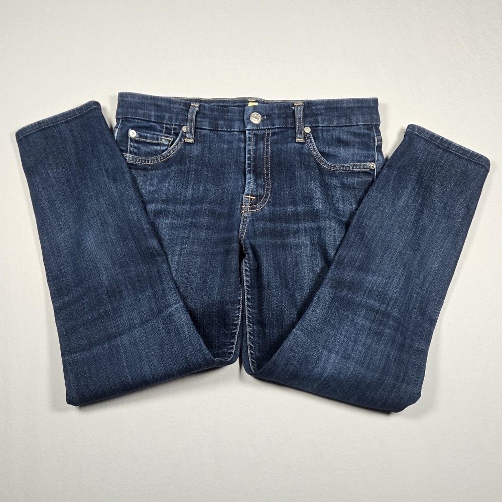 Y2K 7 For All Mankind Kimmie Crop Dark Wash Jeans Size 28